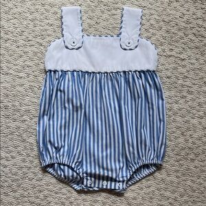 The Beaufort Bonnet Company Blue and White Striped Romper